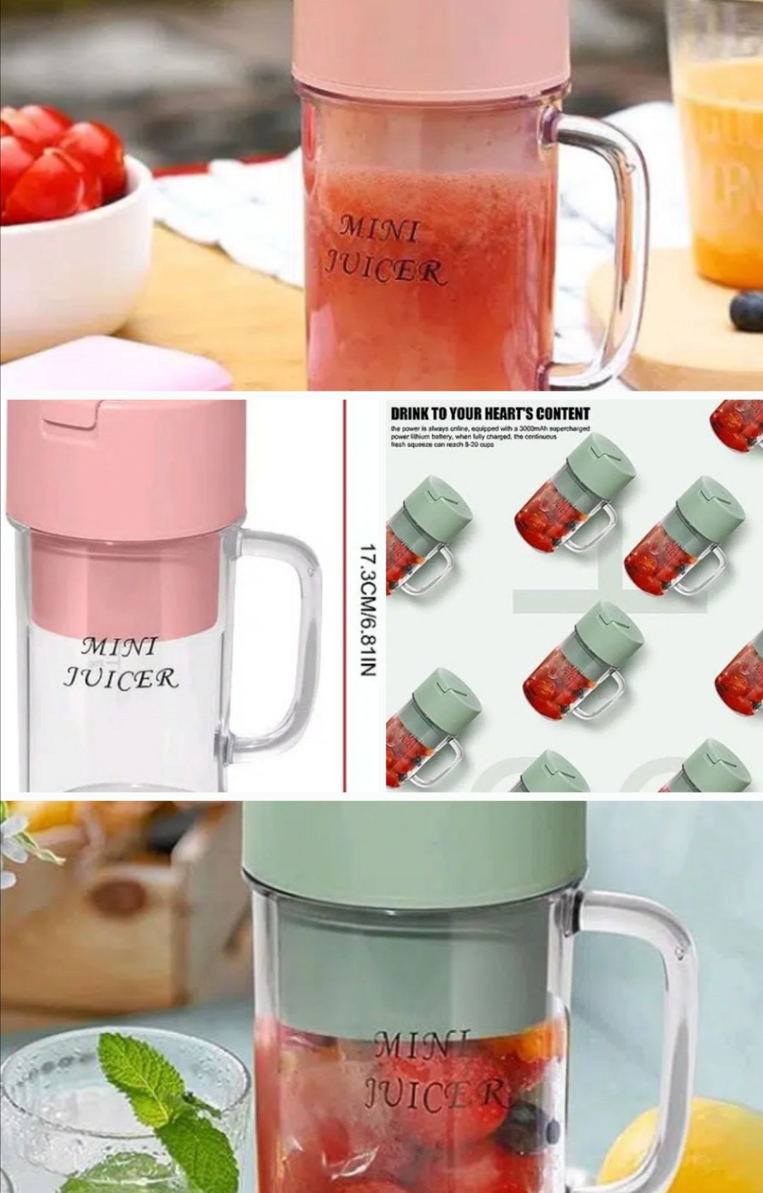 Mini Juicer Cup (500ml) for Travel / Office / Gym / Home