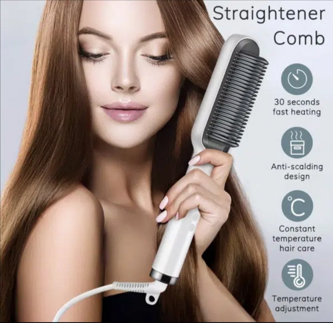 Hair Straightener Brush For Girls Ceramic Heated Hair Styling Brush