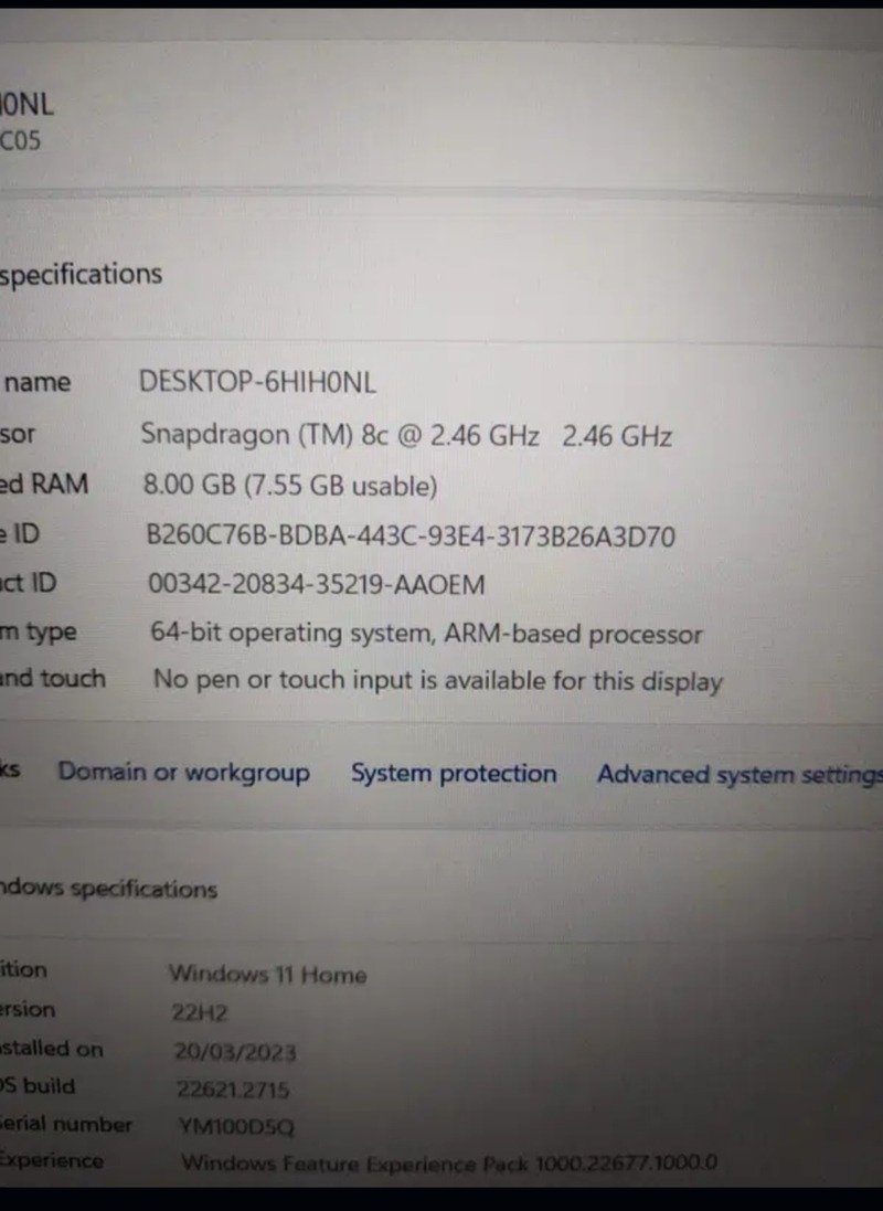 LENOVO Snapdragon8C=Core i7 11thGEN Adreno675 (8GB/256GB) 14″1080P LED