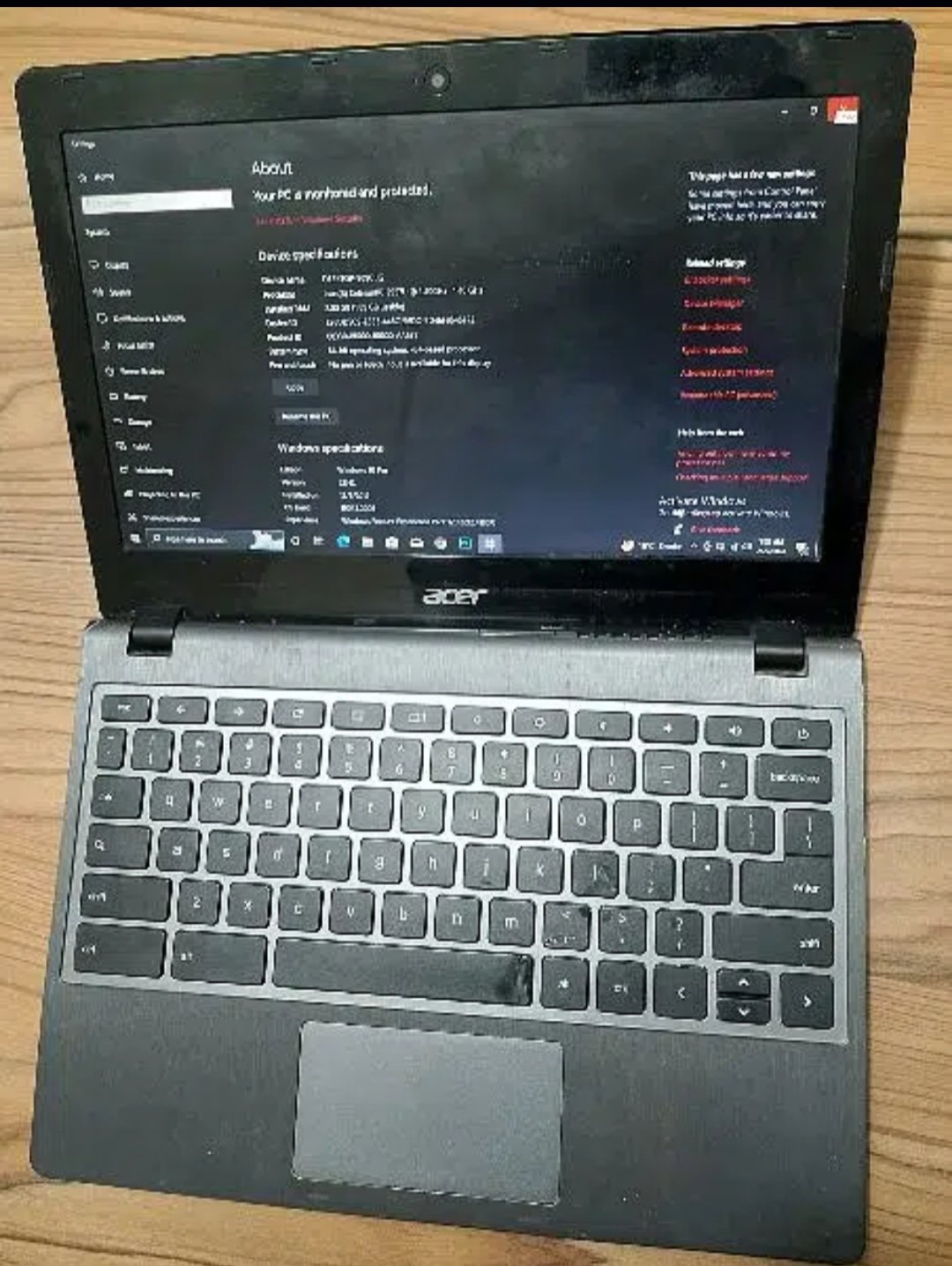 Acer laptop slim size 128gb ssd