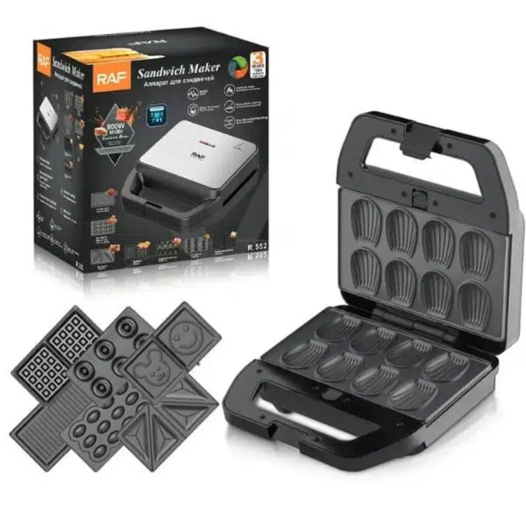 RAF 7 IN 1 SANDWICH PANINI GRILL WAFFLE COOKIE DONUT MAKER NON STICK