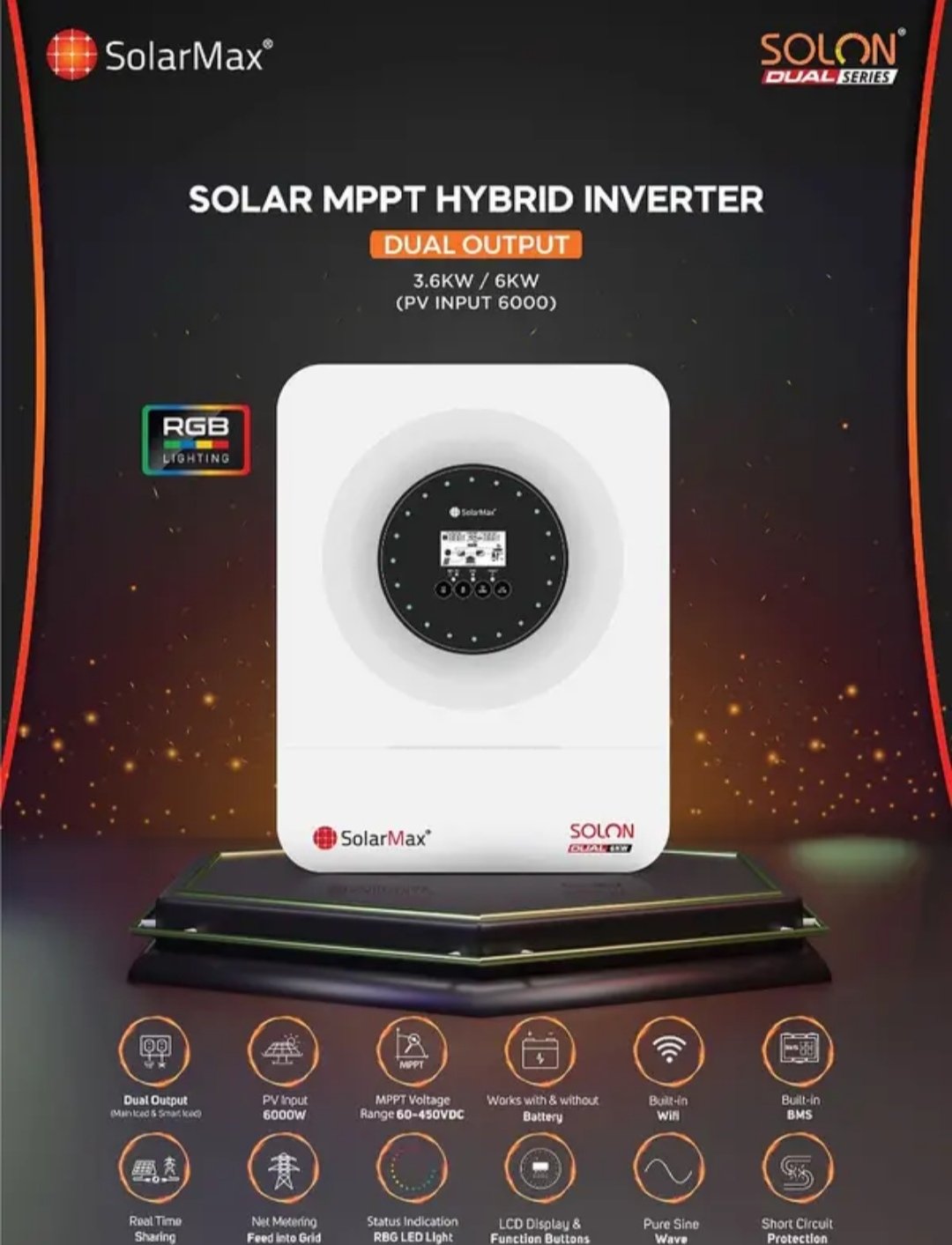 SolarMax Solon 6KW & 3.6Kw Hybrid Inverter with double input & output
