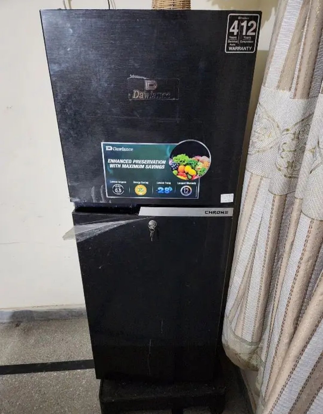 Dawlance Fridge 9149WB CHROME HAIRLINE BLACK Double Door Refrigerator